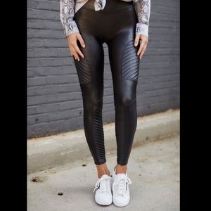 Spanx faux leather moto leggings
